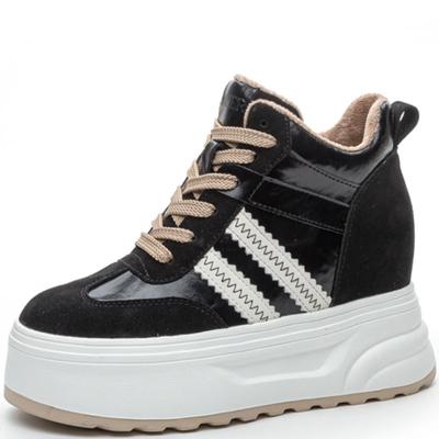 10 см натуральная кожа платформа танкетка толстые кроссовки скрытые каблуки повседневные дышащие модные весна осень прогулочные вулканизированные туфли