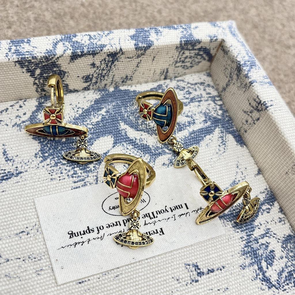 Маленькие ретро-серьги «Сатурн» вдовствующей императрицы с эмалью — уникальные, изысканные, простые, роскошные, в трансграничном стиле.