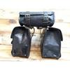 Handmade Black Leather Motorcycle Saddlebag Set: Panniers & Tool Pouch