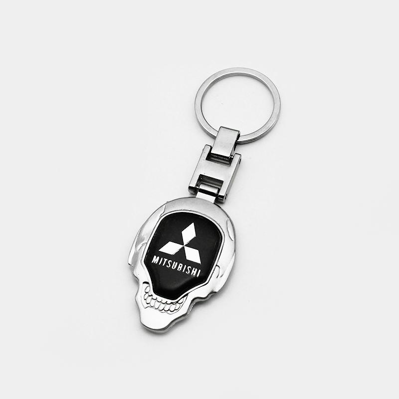 1Pc 3D Metal/Leather Car Logo Keychain For Mitsubishi Lancer Outlander Pajero ASX EX L200 Colt Auto Key Chain Key Ring Accessory