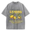 Cotton Women Acid Wash T-Shirts Premium Fresh Lemons Printing Tees Distressed Oversize O-Neck Short Sleeve Female Clothes