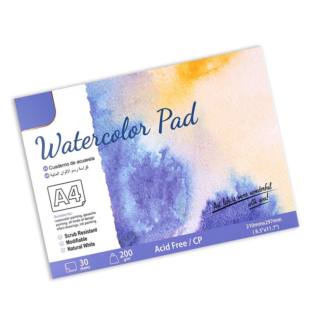 Блокнот для акварельной бумаги Хлопковый Скетчбук для художников Взрослых Студентов Живопись Рисование 200г 30 листов Среднее Зерно