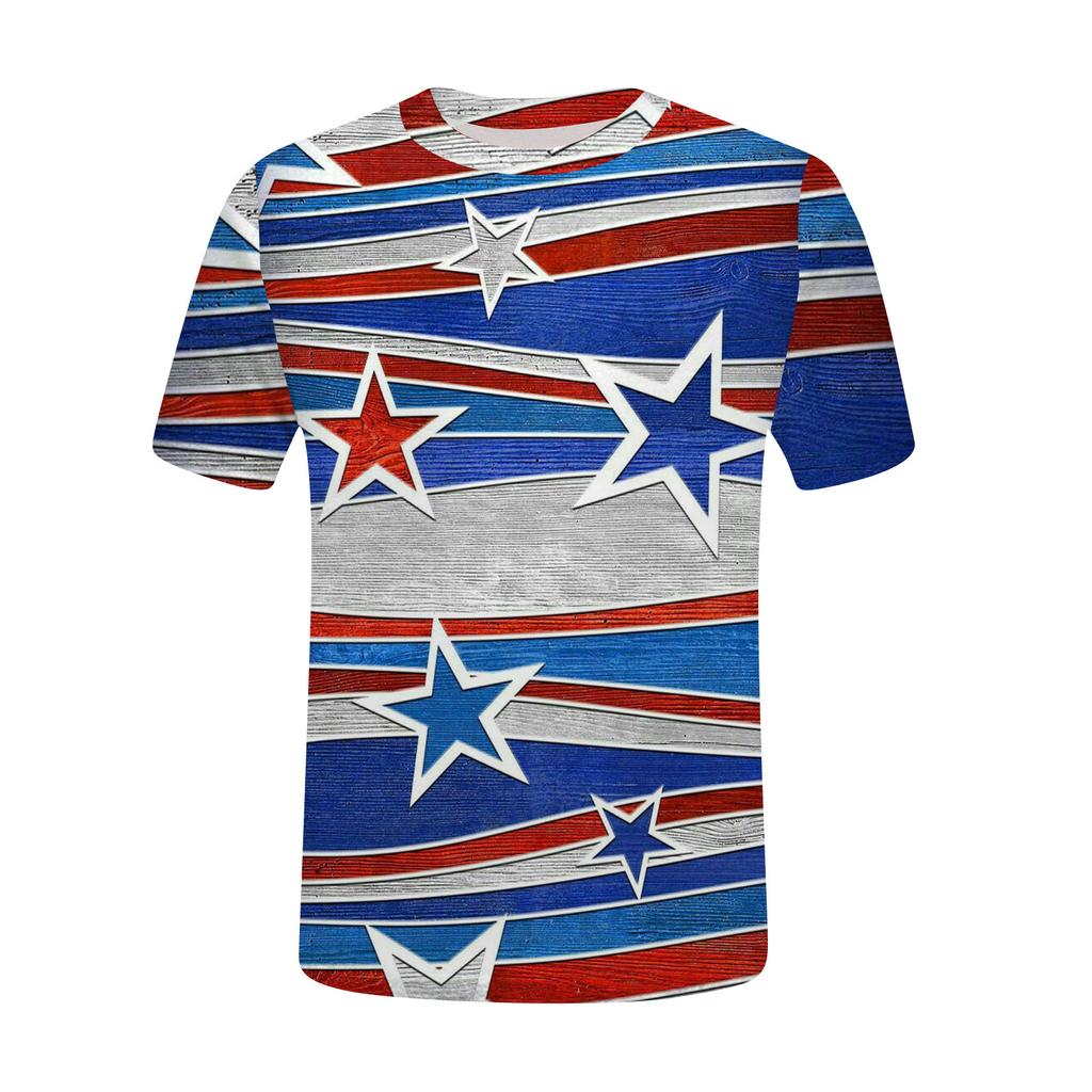 Women's Fashion Casual Independence Day Printed Round Neck Short Sleeve T-Shirt Top