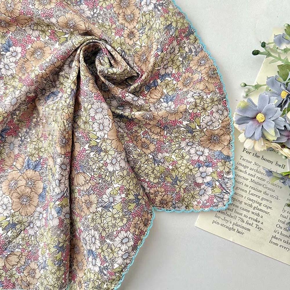 for Gift Breathable Small Square Scarf Sunshade Sweet Floral Patterned Headscarf Hair Band Headband Square Handkerchief Spring