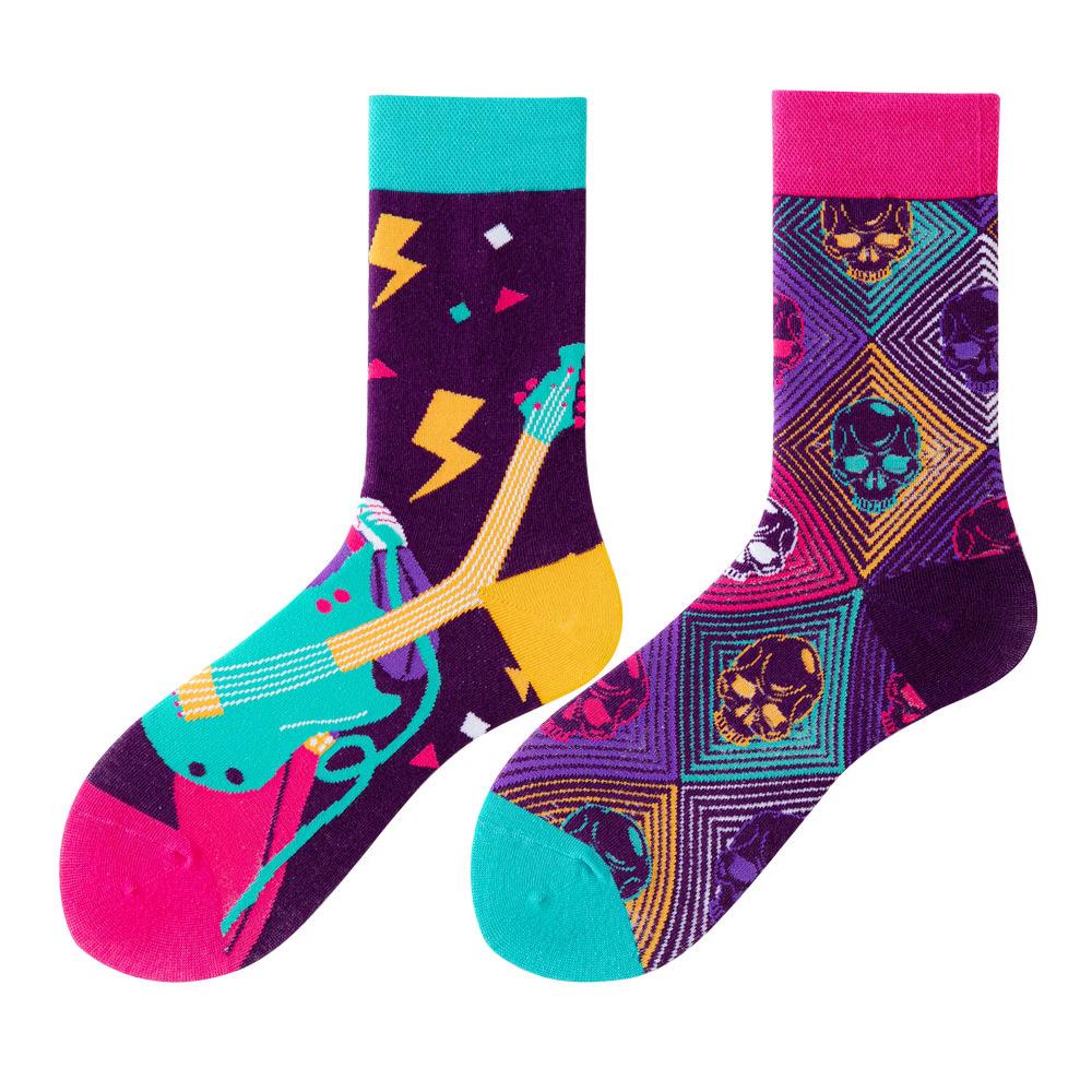 Asymmetric Colorful Christmas Cotton Socks for Couples