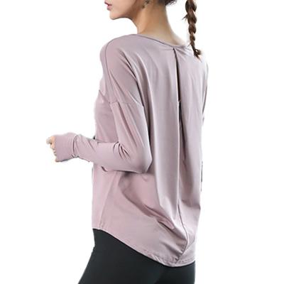DAYCLOSET Топ для йоги с длинным рукавом, с отверстиями для пальцев, асимметричным подолом, дизайн yoga183 для женщин, быстросохнущий, влагоотводящий, тонкий, с открытой спиной, (М,