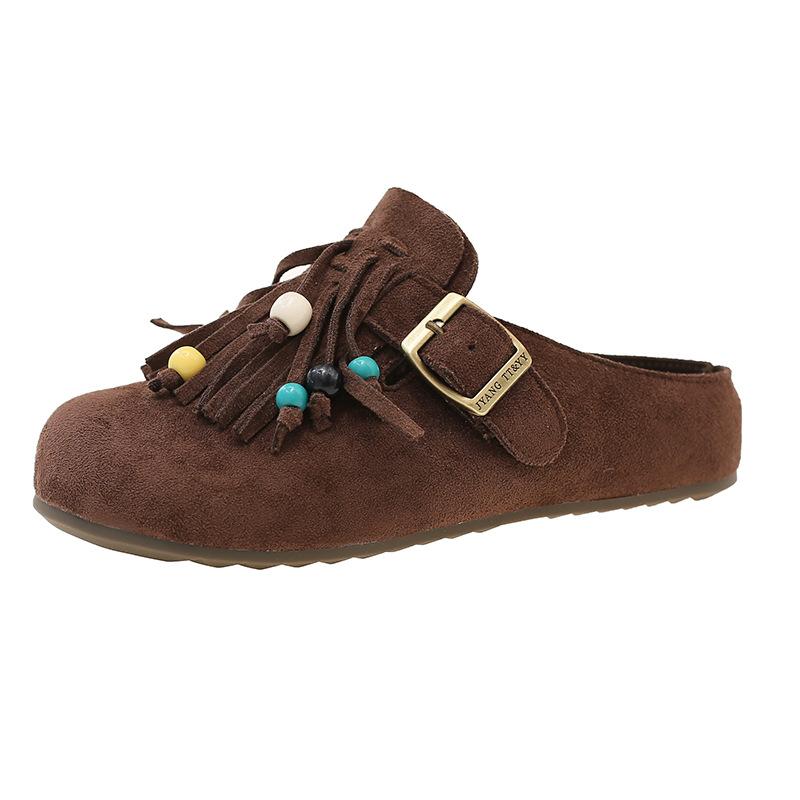 Баотоу тапочки новая платформа с бусинами 2025 осень ретро Бэкен обувь полпачки классных тапочек уличные тапочки