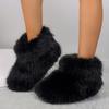 Модные женские пушистые плюшевые теплые ботильоны на осень-зиму, нескользящие зимние ботинки, повседневные, большой размер 44, короткие ботинки из искусственного меха для женщин