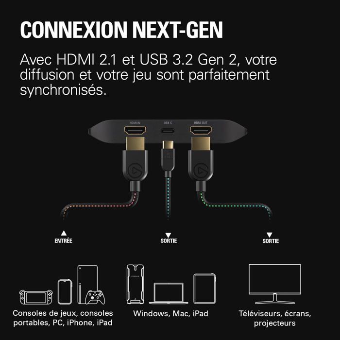 Carte d'acquisition vidéo - elgato - game capture 4k x - 4k144 - hdmi 2.1 - usb 3.2