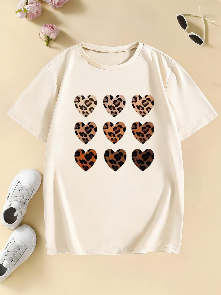 Y2k Love Heart Fashion T Shirts Graphic Short Sleeve Oneck Kids Childrens Tshirt Girls Summer Spring Casual Top Tee Shirt