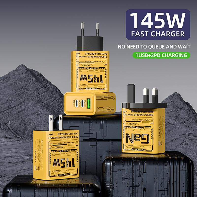145 Вт быстрая зарядка телефонов зарядное устройство PD USB зарядное устройство адаптер 3 порта EU/US/UK вилка настенный адаптер для iPhone Xiaomi Samsung