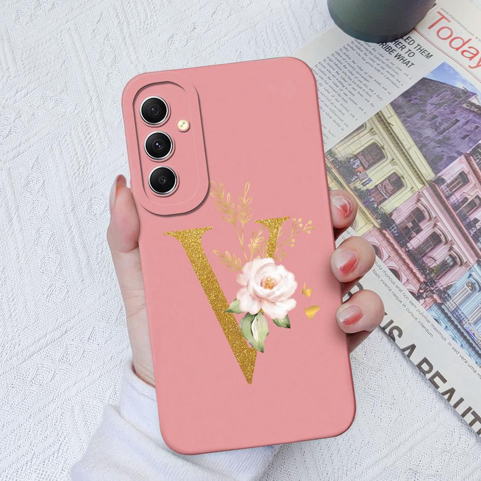 Чехол для телефона Samsung Galaxy A34 A33 A32 Элегантный Розовый Буква Мягкий Жидкий Силикон Квадратная Задняя Крышка Для Samsung A 34 33 32 Оболочка