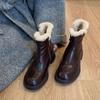 Soft Leather Thick-soled Snow Boots for Women 2025 New Winter Thin Boots Warm Cotton Shoes Fluffy Shoes Small Short Boots for Women