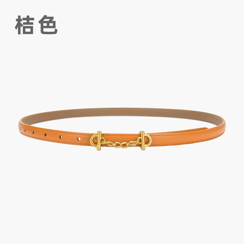 Retro Chain Smooth Buckle Belt For Women, Simple Style Jeans Belt For Women