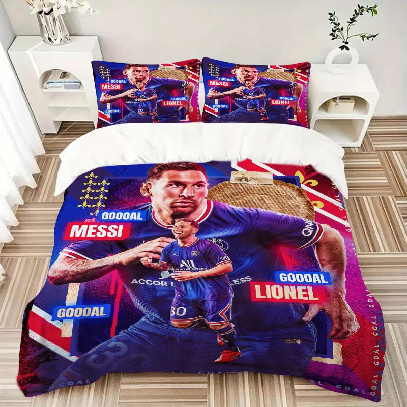 Messi'S Hattrick Celebration Print 3Pcs Bedding Setduvet Cover With 2 Bedropillowcase Home Birthday Gift