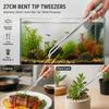 27cm Stainless Steel Tweezers Long Handle Curved Cooking Clamps Aquarium Clean Tweezers  Fish Tank