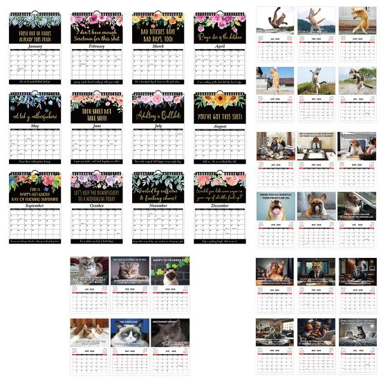 2026 Wall Calendar Jan 2026 - Dec 2026 12 Monthly Planner Wall Hanging Calendar with Funny Dog/Cat Images for School Home Office