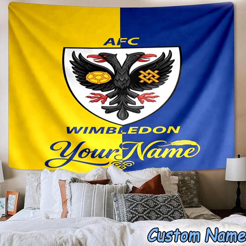 Custom Name Afc Wimbledon Crest Printed Tapestry, for Bedroom,Livingroom, dormitory, Large Wall Decor, Fabric Decor Fan Birthday Gifts