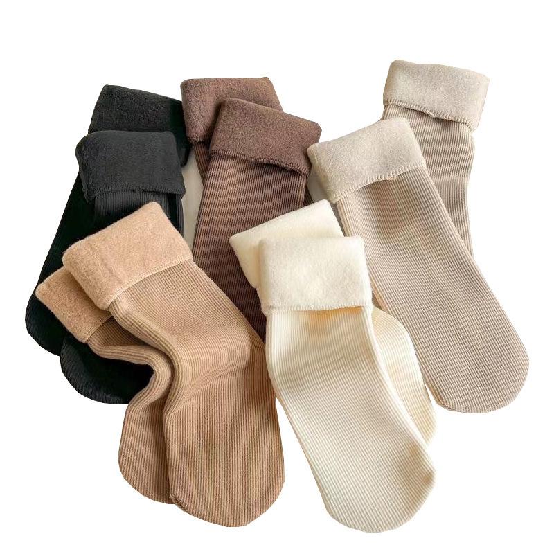 Women's Snow Socks, Mid-calf Fleece and Thickened Warm Sleeping Floor Stockings, Winter Women's Socks