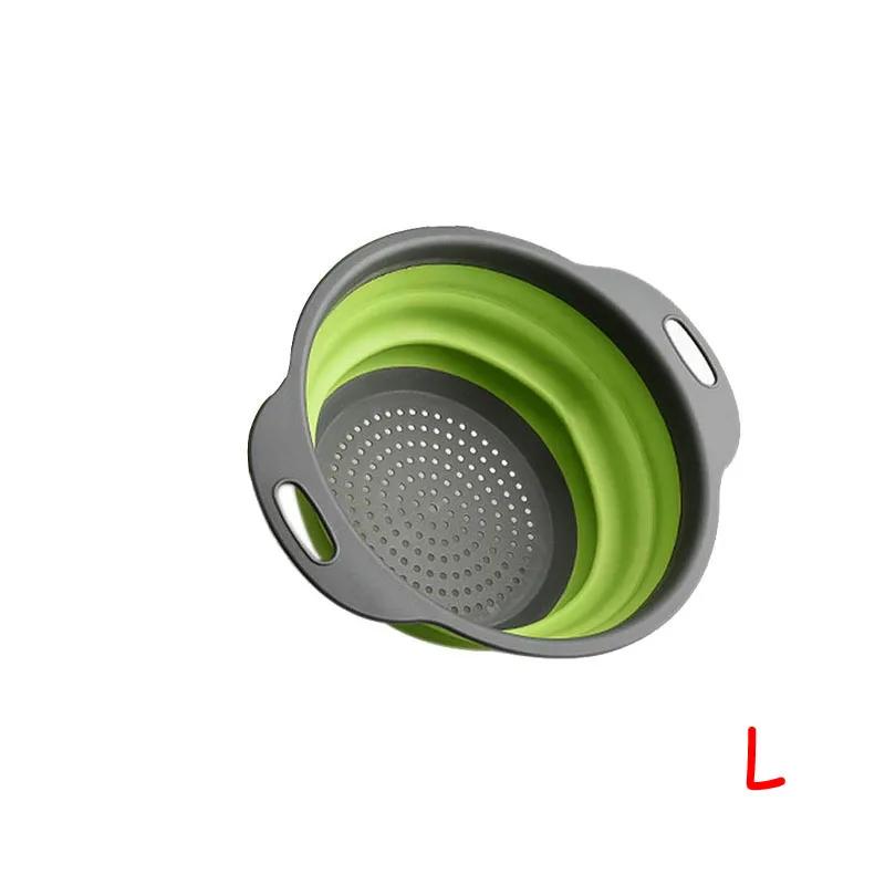 Round Folding Colander Vegetable Fruits Washing Drain Basket Kitchen Gadgets Water Filter Net Silicone Colander Strainer Tools
