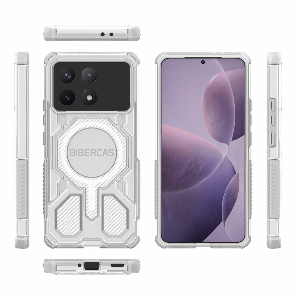 BIBERCAS J-16 Transparent Series Phone Case For Xiaomi Poco F6 Pro 5G/Redmi K70 5G/K70 Pro 5G Compatible with MagSafe TPU+PC Cover