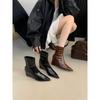 European and American Fashion Pointed Wedge Heel Thin Boots French Temperament Versatile High Heel Elastic Rear Zipper Women's Boots Show Thinness and