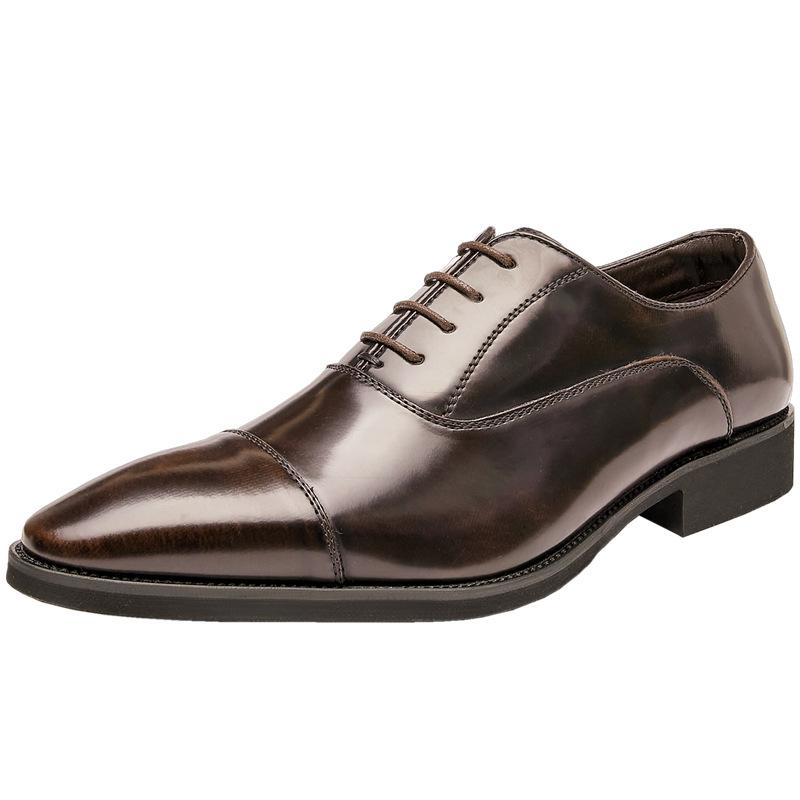 Slit Beads Genuine Leather Men's Shoes New Summer Patent Leather Three Joint Oxford Shoes Pointed Toe Business Formal Wear Leather Shoes