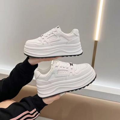 2025 весна новая кожа белые туфли туфли на платформе ретро мода универсальная повседневная обувь легкая спортивная обувь кеды