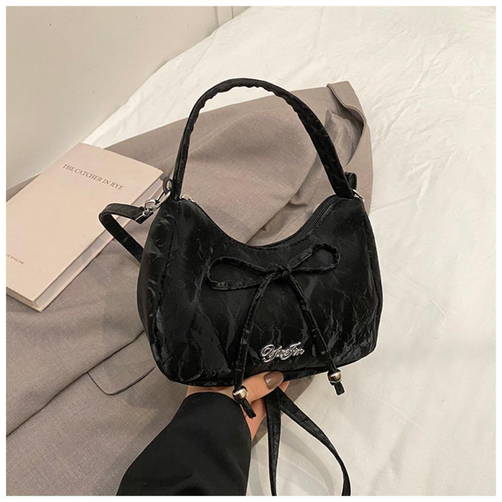 Underarm Bag Solid Color Shoulder Bag High-end Portable Crossbody Bag Butterfly Knot Small Size Handbag Versatile Use