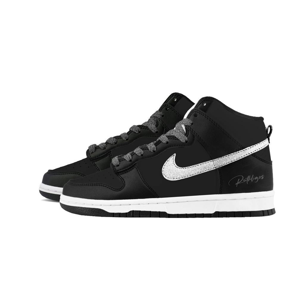 Nike Dunk Blackberry Silverberry Abrasion Resistant High top Skateboard Shoes Women's Silver Black DD1869-103(Team1274-)