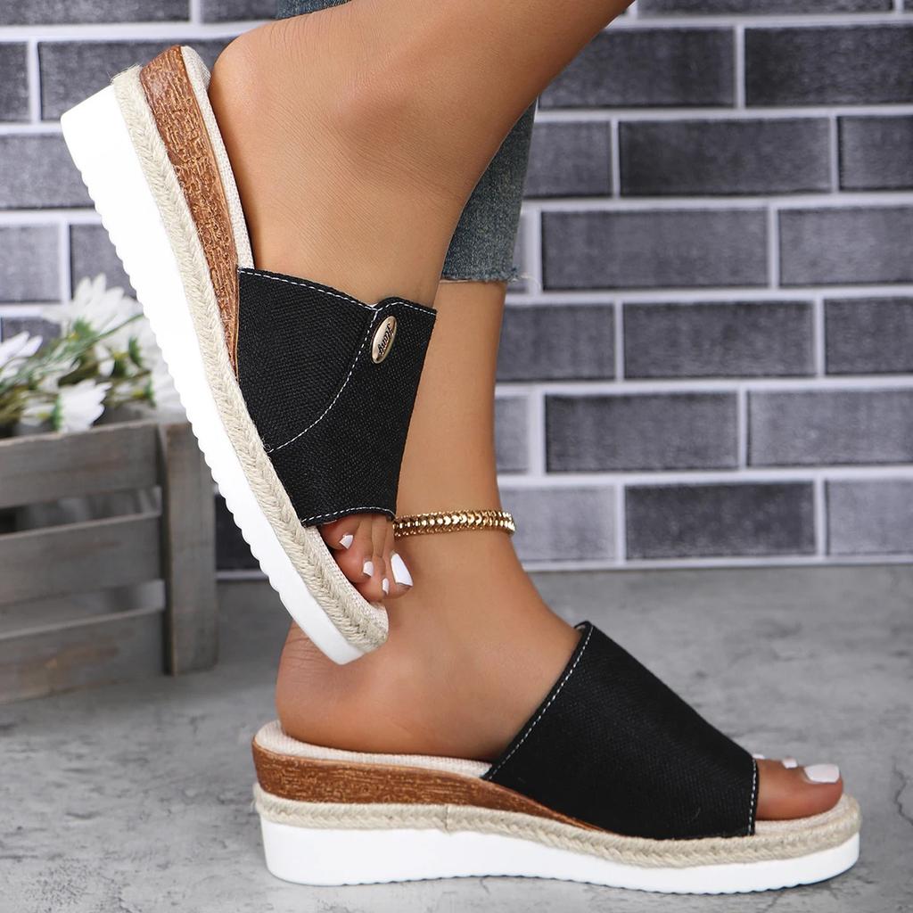 Fashion Summer New Plus Size 43 Women'S Shoes Foreign Trade Slippers Woman Slippers Wedge Heel Thick Sole Lightweight Casual Shoes