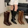 Fashion SUOJIALUN Winter New Brand Women Long Boots Shoes Fashion Med Wedge Heel Ladies Elegant Knee-High Boots Outdoor Dress Riding Boo
