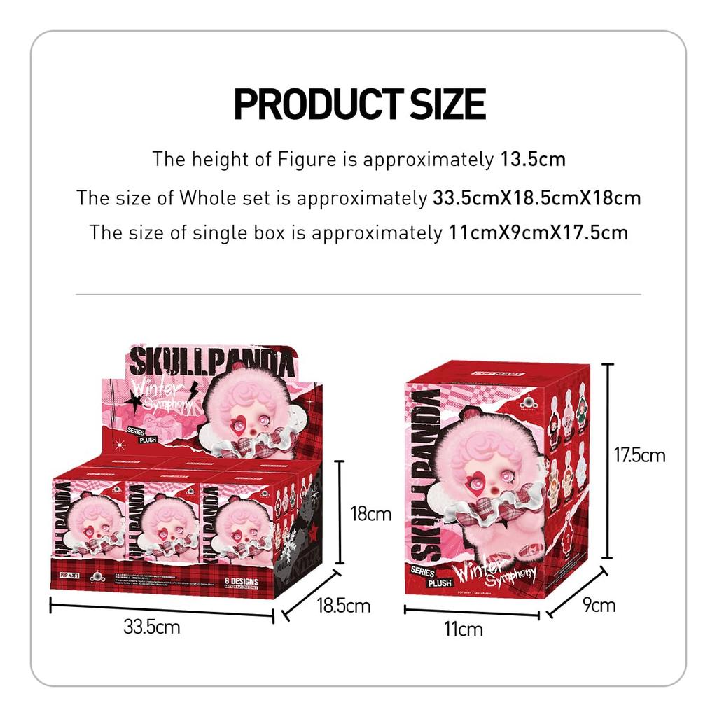 POP MART SKULLPANDA Winter Symphony Series Plush Pendant Box of Pop Mart Gachapon Blind Box Figure Plastic Model Premium Toy PVC Soft Vinyl Original