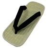Edoten Men's Geta Sandals with Igusa Grass and Sponge Soles, Black Straps, Size 4L (3X-Large)