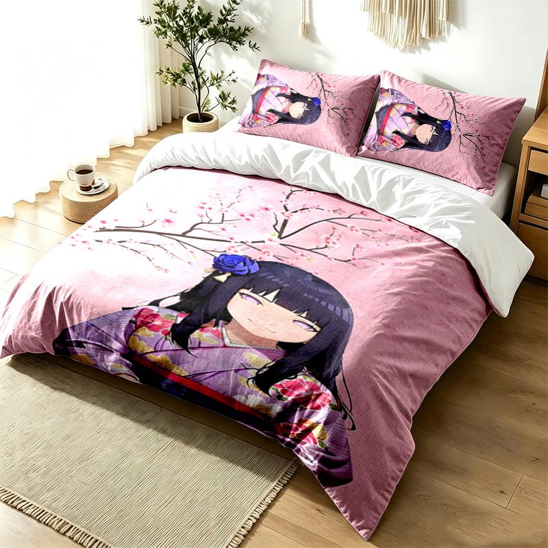 Hyuga Hinata 3pc Duvet Cover Set Simple Modern Bedding Set Wrinkle Resistant Soft Fabric All Season Use a perfect gift