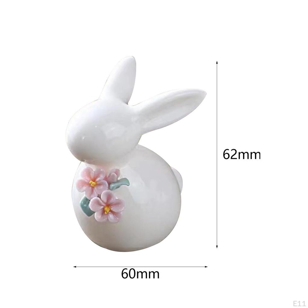 Animal Statue Rabbit Sculpture Ceramic Collectible Bunny Figurine,Desktop Decoration for Living