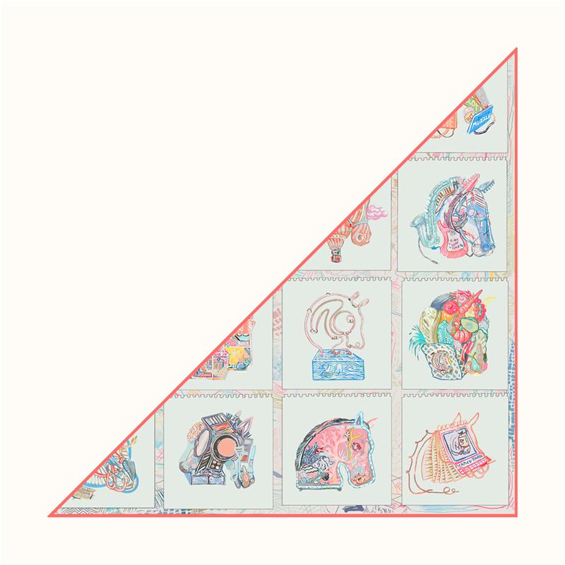 POBING Silk Scarf Women Geometric Triangle Scarves Head Echarpes Silk Foulards Femme Wraps Beach Shawls Bandana Lady Hijabs