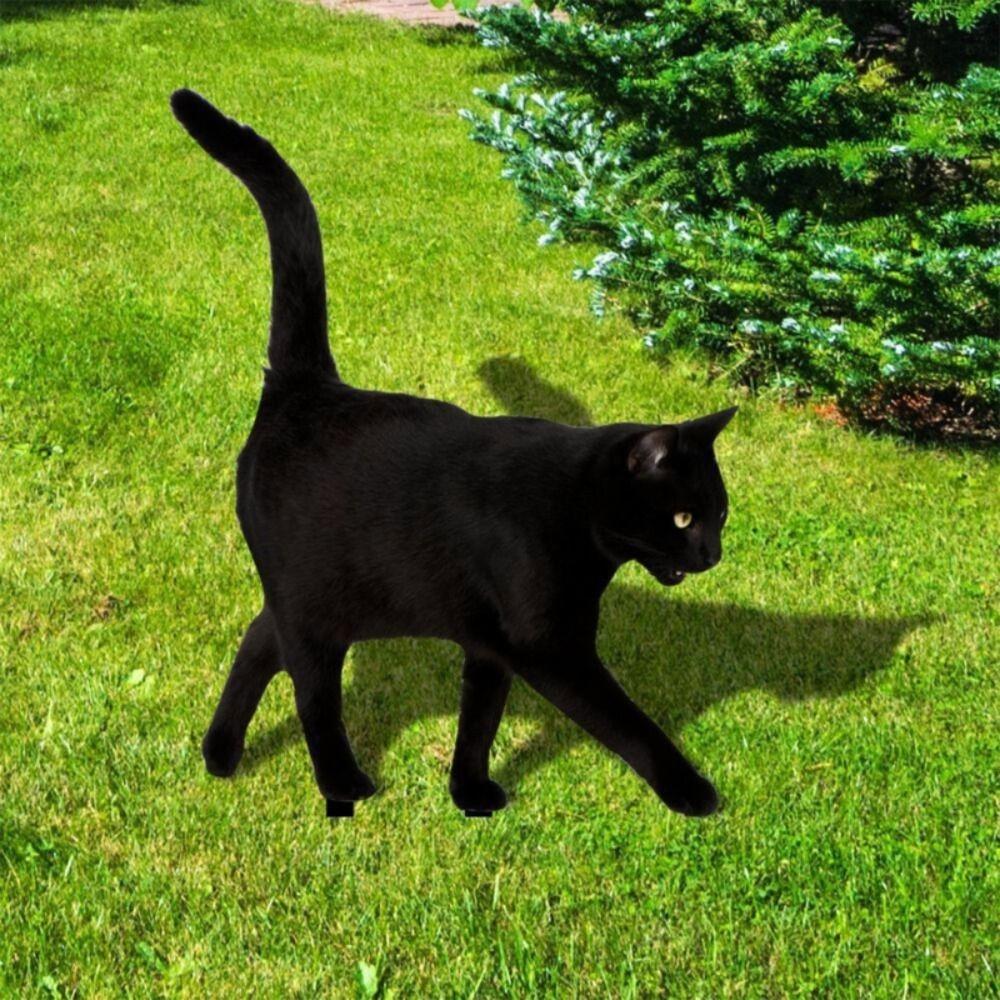 Black Acrylic Cat Stake Waterproof Simulation Black Cat Statue Cat Garden Stake  Courtyard