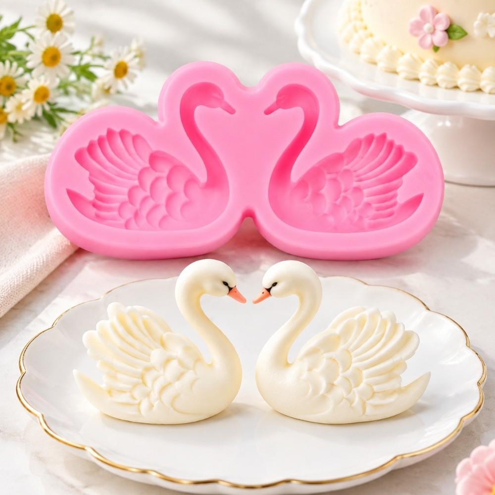3pcs 3D Design Swan Fondant Mold Non-Stick DIY Silicone Mold For Cake Decoration