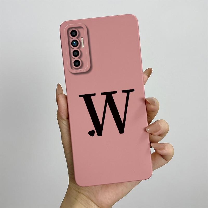 For Tecno Camon 17P 6GB 128GB Case 6.8 Inch Cute Initial Letters Soft Liquid Silicone Shockproof Funda For Tecno Camon 17P Cover