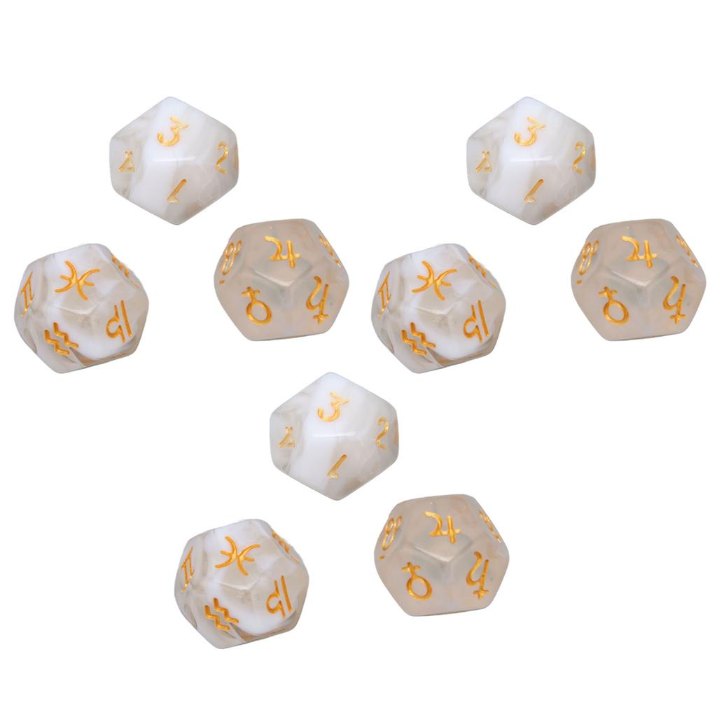 9PCS Polyhedral Dice Set Waterproof Plastic Lightweight Portable Table Gaming Dices for Travel Picnic White