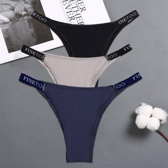FINETOO 3PCS/Set Women's Lingerie Panties Cotton Gstring Female Underpants Sexy Letter Panties Thong Pantys Underwear Intimates