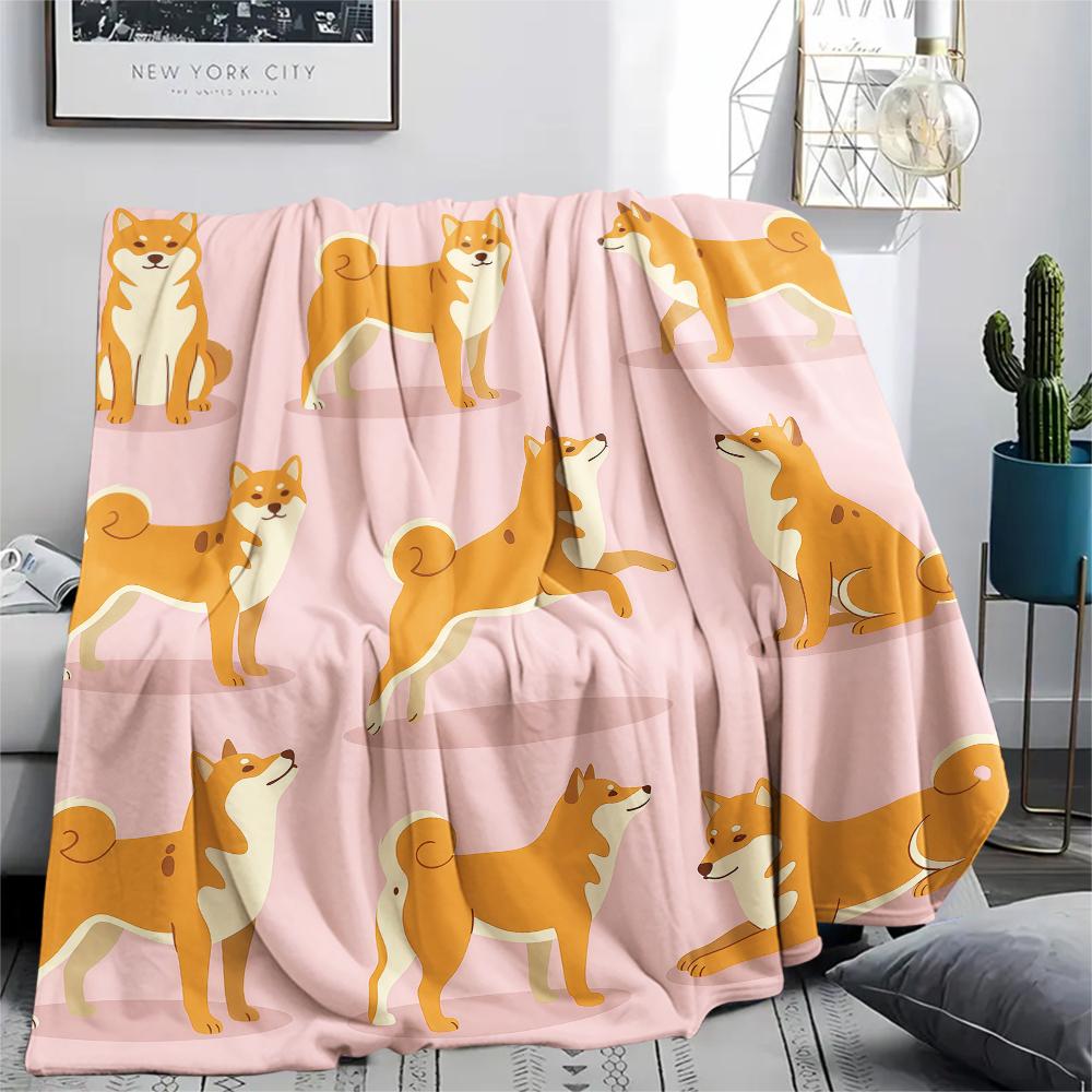 Pink background cat dog Print Flannel Blanket,High quality Comfortable for All Seasons,Home Decor,Warmth and Comfort,Perfect for Christmas Gifts