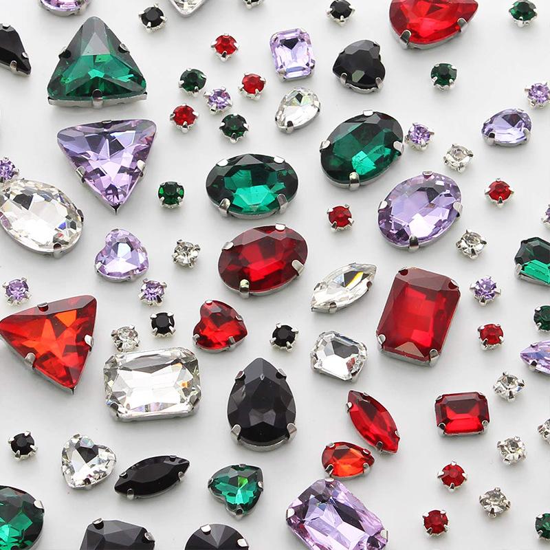 100 PCS Rhinestones Mixed Claw Drill Glass Crystal Sewing Drill DIY Clothing Accessories Wedding Accessories Rhinestone Sew On Beads