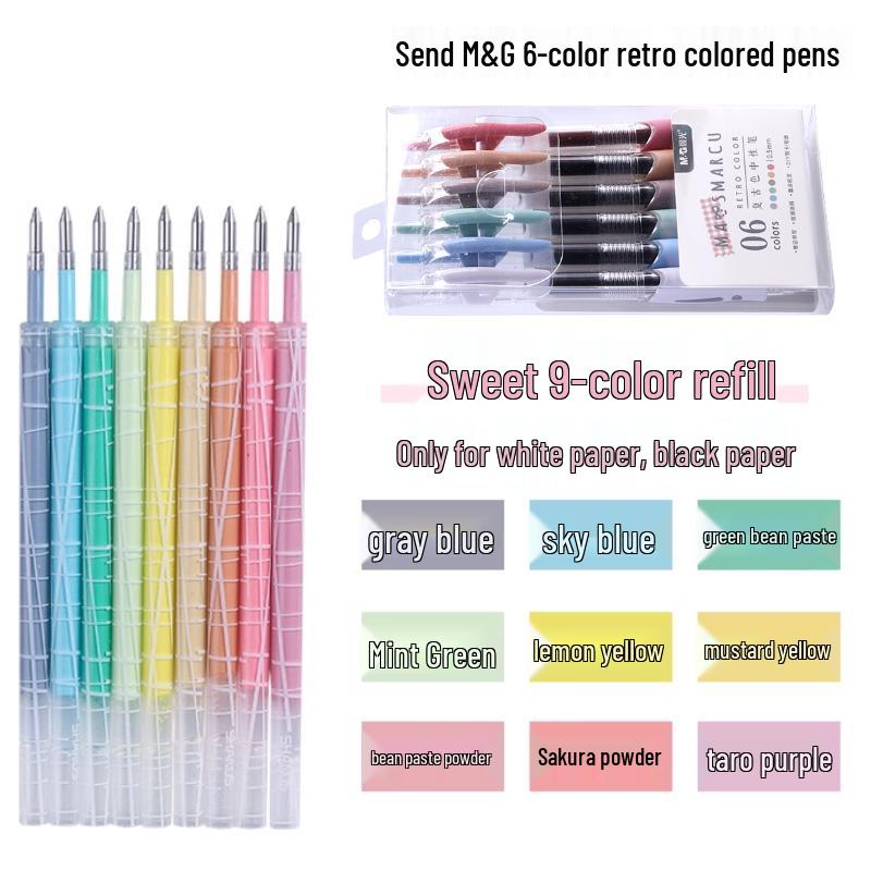 Ретро стержни для ручек в цветах Моранди: Нажимной тип, Нейтральные оттенки, Идеально для студентов, Ежедневников, Выделения и Канцелярия в японском стиле