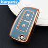 Golden-edged TPU Car Flip 2 Button Key Case Cover Keychain Shell Fob for Nissan Qashqai J11 Juke Xtrail Sunny Cefiro A32 Accessories