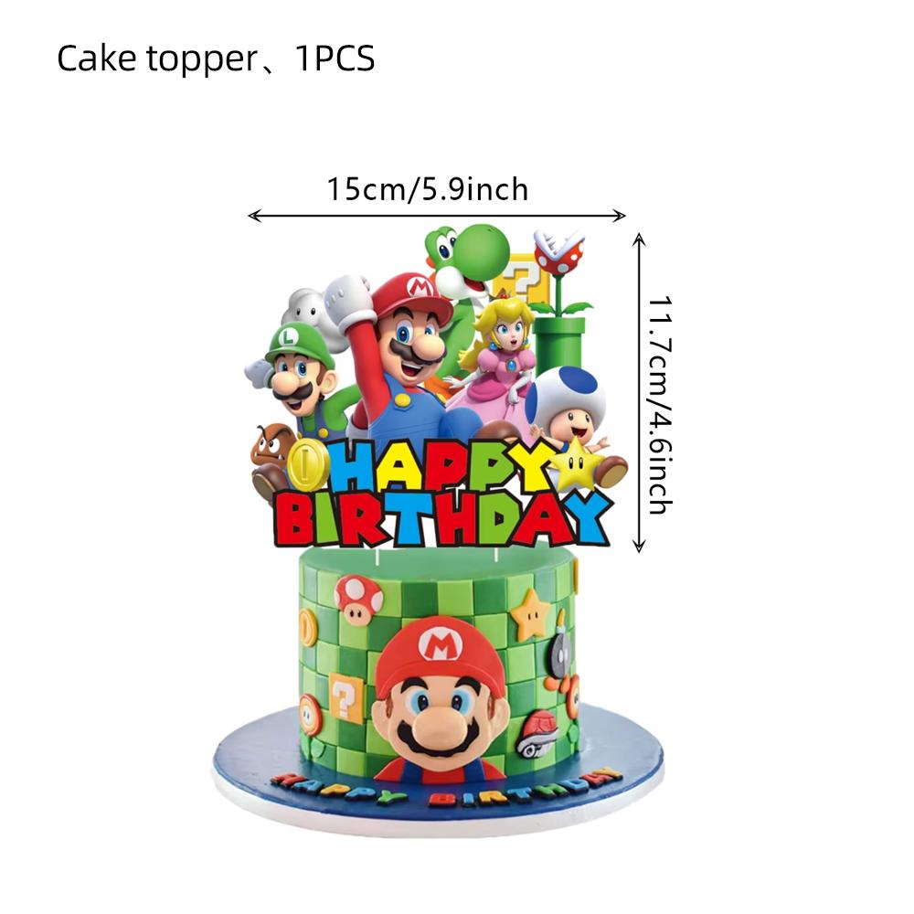 Super Mario Birthday Party SuppliesSet-Theme Inclusive Balloons Cake Topper BannerTableware Paper Plates & Napkins for Christmas