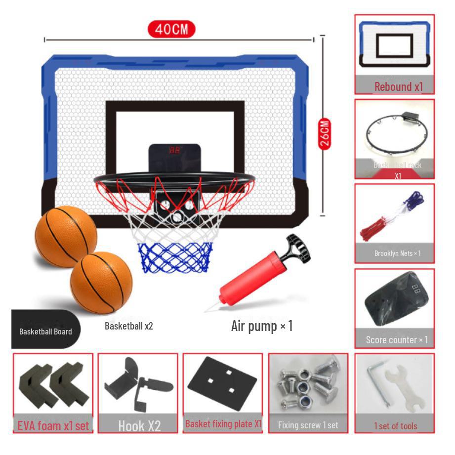 Электронное баскетбольное кольцо с функцией подсчета очков без ударов - складная рама для бросков сверху и снизу для игры в помещении и на открытом воздухе