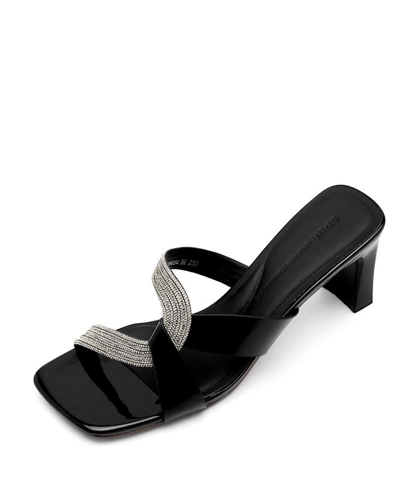 Шлепанцы-мюли Spur Cleo с кристаллами 8 см из коровьей кожи -Ws9034 (2Цвет)