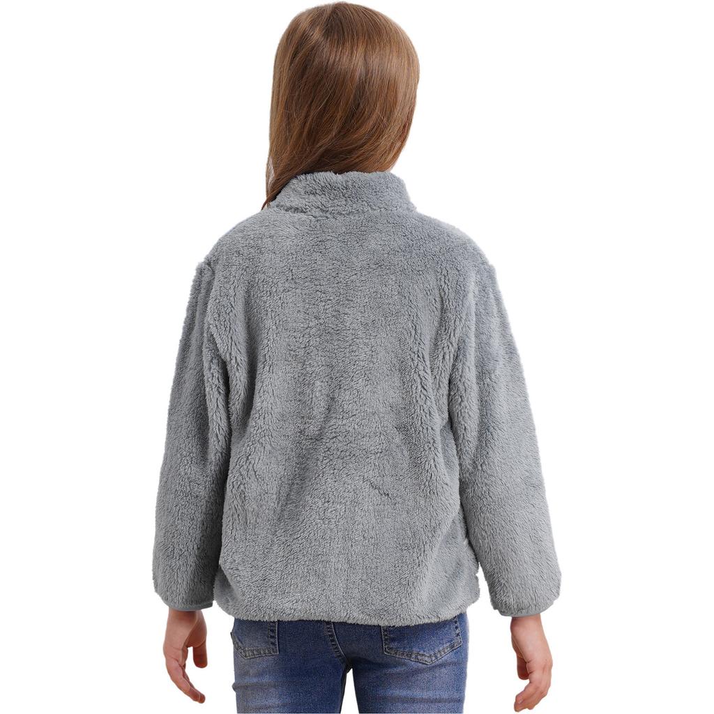 Унисекс Детская Повседневная Куртка с Длинным Рукавом, Воротником-стойкой, Мягким Плюшем, Застежкой-молнией, Карманами по Бокам, для Улицы